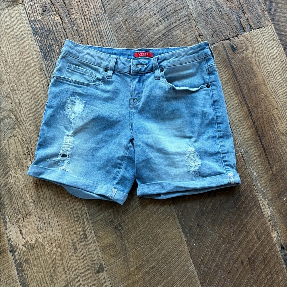 Classic Guess Casual Light Blue Distressed Women’s Denim Shorts
